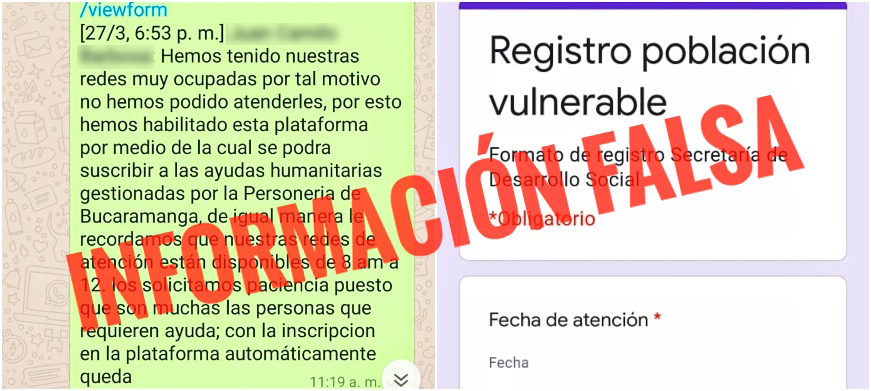 ¡No se deje engañar! Alcaldía NO habilitó plataforma de registro virtual de población vulnerable para entrega de ayudas