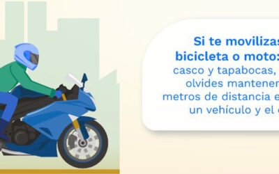 Si se moviliza en motocicleta, recuerde que debe usar casco y tapabocas