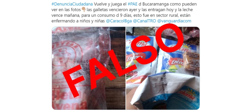 Comunicado oficial: Denuncias sobre suministro de refrigerios del PAE en Bucaramanga con fecha vencida son falsas
