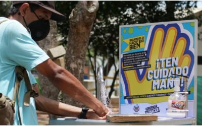 Cinco parques de Bucaramanga cuentan ahora con lavamanos portátiles para mitigar los contagios por Covid-19