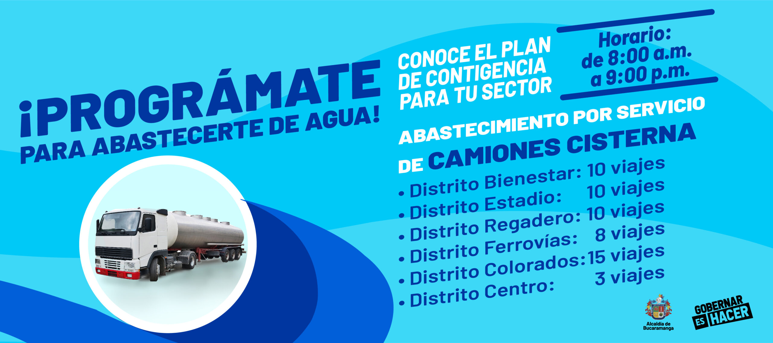Conozca el plan de contingencia dispuesto para el abastecimiento de agua a los bumangueses afectados por la suspensión del servicio