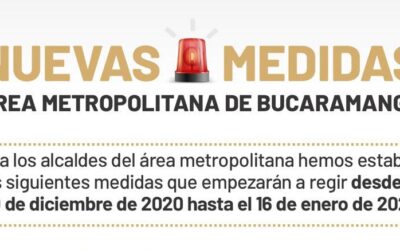 Estas son las medidas que aplicarán desde el 30 de diciembre en toda el  área metropolitana de Bucaramanga