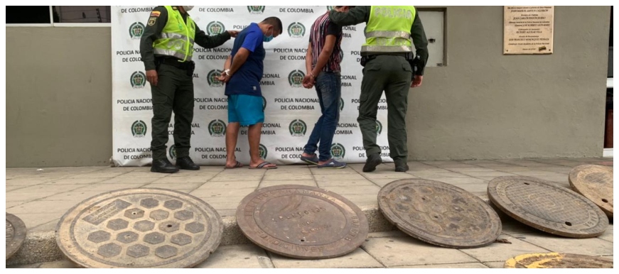 Policía recuperó tapas de alcantarilla robadas en el Sur de Bucaramanga 