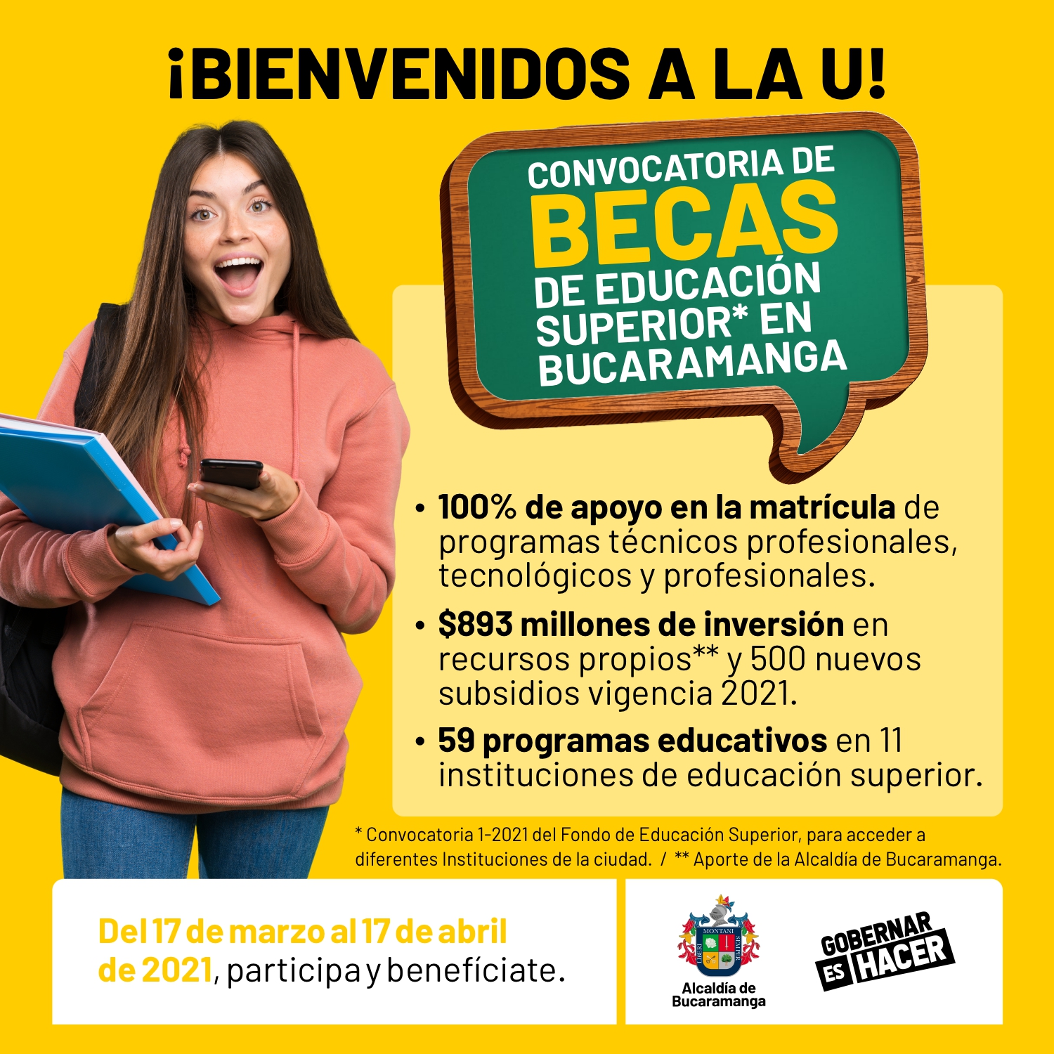 Alcaldía de Bucaramanga abrió convocatoria para 500 becas de educación superior