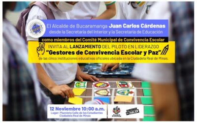 Alcaldía presenta este viernes el proyecto piloto ‘Gestores de Convivencia Escolar y Paz’