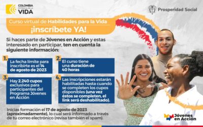 ¡Jóvenes en acción! Inscríbanse al curso virtual de habilidades para la vida