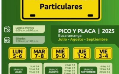Nuevas disposiciones del Pico y Placa en Bucaramanga rigen desde el martes 1 de julio