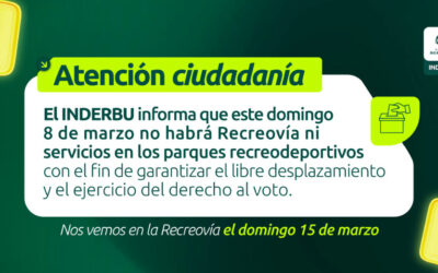 Este domingo NO habrá recreovía y servicios en parques por elecciones