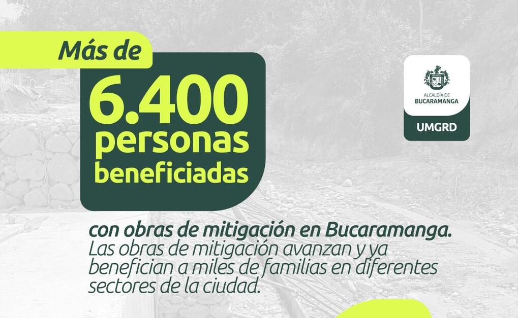 Más de 6.400 personas beneficiadas con obras de mitigación en diferentes sectores de Bucaramanga